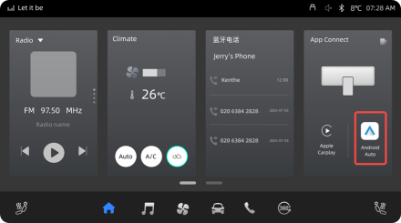 press the highlighted Android Auto button on the Infotainment home screen